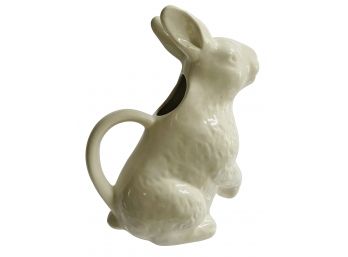 Vtg Off White Embossed Rabbit Pitcher 9' Tall (read Description)