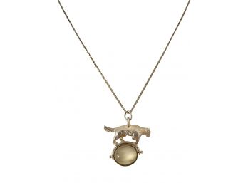 Designer Monica Rich Kosann   Dog Charm With Moonstone 16' Chain Necklace 925 ( READ Description)