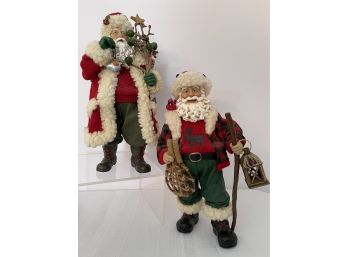 2 Kurt Adler Fabriche Santa Figures Santa With Partridge Is MUSICAL! Sounds Great!