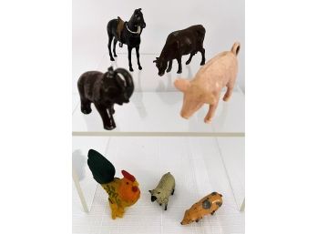 7 Cast Iron, Other Materials, Assorted Small Animals