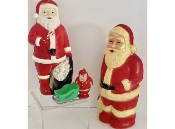 Vintage Blow Mold And Plastic Santa Lot: 1 Candy Container 2 Blow Mold Santas Darci Industries Union Products