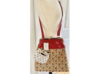 NWT Monica Garcia Large Bohemian Floribunda Large Purse 2 Straps Shoulder/carry Detachable Cloth Pouch