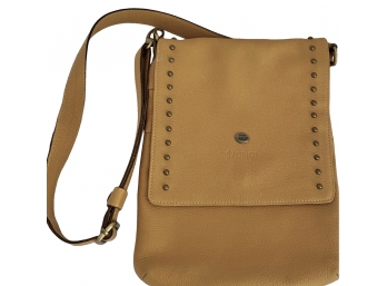 Avorio Italy Fine Leather Yellow Gold Cross Body Bag 13 In. X 11 In. Adjustable Strap