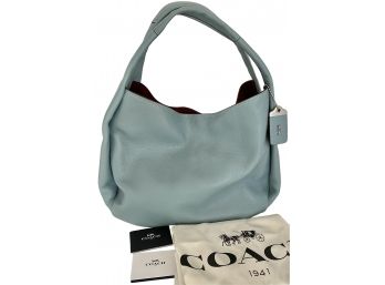 AUTHENTIC Coach 1941 Pebbled Blue Leather Hobo Bag Dual Shoulder Straps Suede Lining Dust Bag Card