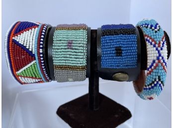 Genuine Massai Kenya Ethnic Beaded Jewelry- 4 Necklaces (1 Is A Collar Necklace), 7 Bracelets