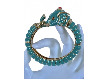 Kenneth Jay Lane's Teal Raj Elephant Limited Edition Bangle Bracelet