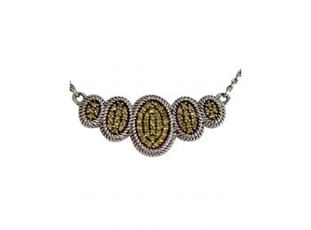 Sterling Silver Italy 925 Necklace 16 In. Length Enhanced With Yellow Diamonds