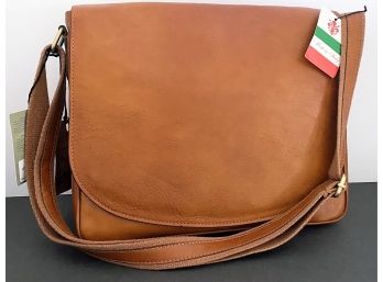 NWT Made In Italy Man Bag Old Angler Gifts For Him Leather Shoulder Tote Carry Bag And Black Dust Bag