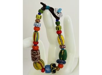 Purchased From Peyote Bird Beautiful Trade Beads Bracelet Turquoise & Sterling End