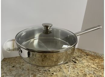 NEW Wolfgang Puck Bistro 11' Deep Skillet With Lid And Helping Handle 18/10 Awesome Pan!