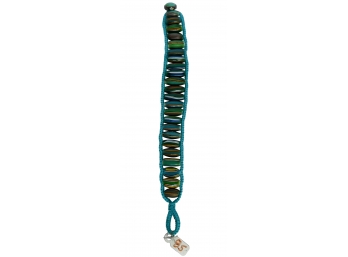 New Retail $85 Peyote Bird Trade Bead Bracelet- Turquoise Long Beads Graduated Turquoise Button For Closure