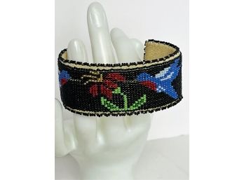 New Teri Greeves Kiowa Prestigious Awards 2010 BLACK HUMMINGBIRD BEADED BRACELET Retail $225