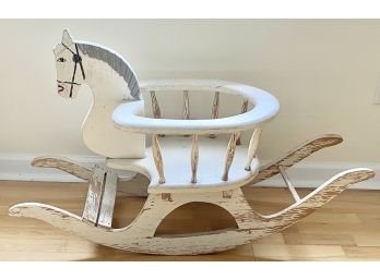 Vintage 1950's Toddler Young Child's Wooden Enclosed Seating  Rocking Horse