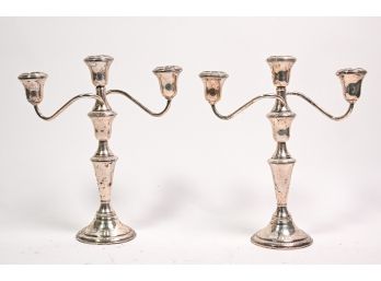 Pair Of Reed & Barton Weighted Sterling Candlesticks