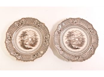 Pair Of Antique C. 1832 English Staffordshire Transferware Plates