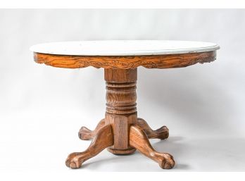 Antique Oak Table With Painted Top