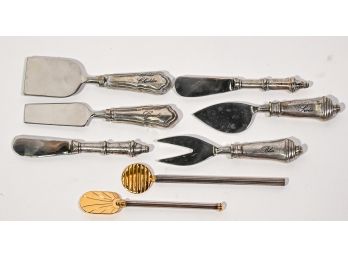 Collection Of Cheese Knives & Two Caviar Spoons