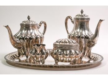 Hammered 800 Silver Complete Tea & Coffee Set