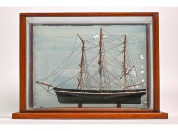 Model Tallship In Glass Display Case