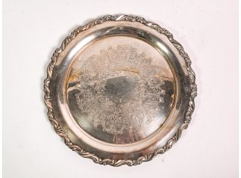 Round Chased Silver Plate Tray