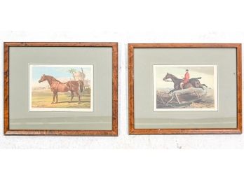 Pair Of Antique 1879 Cassell's Book Of The Horse Chromolithographs