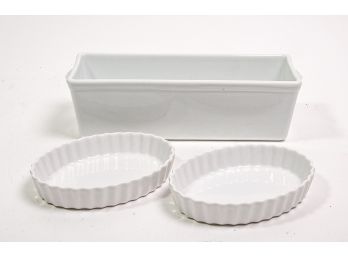 Trio Of French Porcelain Bakeware Pieces