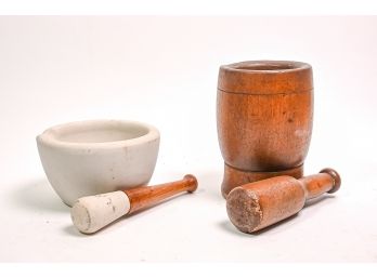 Two Antique Mortar & Pestles