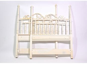 Pair Of Vintage Twin White Washed Bamboo Headboards