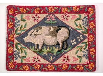 Needlepoint Loop Embroidery Composition Of Pig