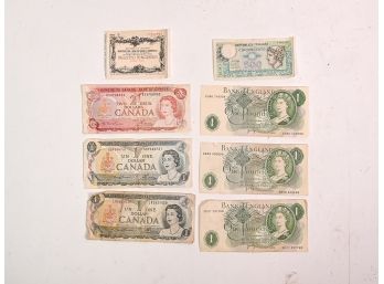 Vintage English Pounds, Canadian Dollars & Italian Lira