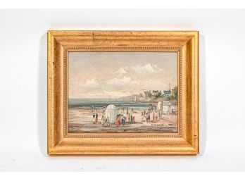 Nineteenth Century Beach Scene Painting, Signed M. Francis