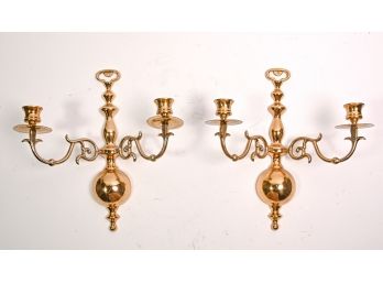 Pair Of Brass Candle Sconces