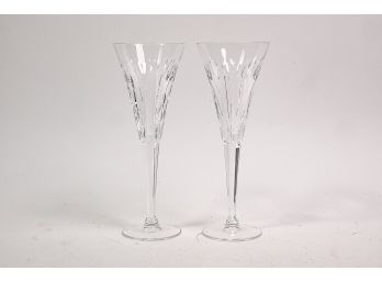 Pair Of Fine Waterford Crystal Champagne Flutes