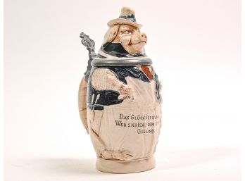 German Ceramic Hog Form Beer Stein