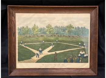 Antique Print ' American National Game Of Baseball '  , Framed