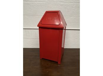 Vintage Heavy Duty Industrial Trash Can  - Red -