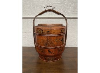 Antique Wood & Bamboo Chinese Wedding Basket