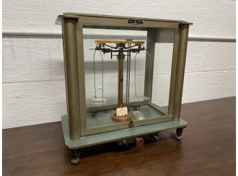 Vintage Fisher Scientific Laboratory Scale In Glass Case