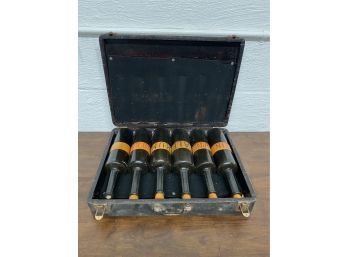 Unique Vintage Wooden Case With Wood Bottles