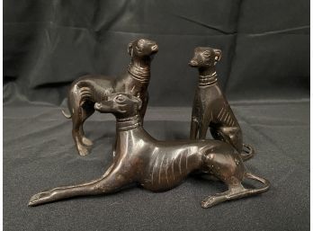 Group Of 3 Bronze Dog Figures