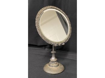 Antique Silver Plated Shaving Mirror / Make Up Mirror