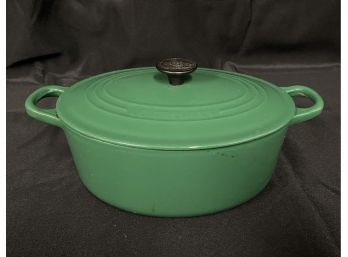 Large Green Enamel & Cast Iron Le Creuset  Oval Covered Dutch Oven # 25