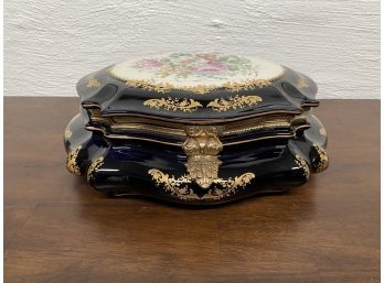 Large Sevres Porcelain Box With Brass Mounts