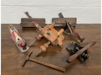 Large Group Of Antique Woodworking Planes & Other Tools