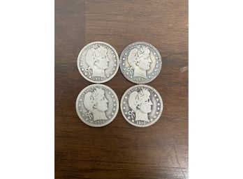 Group Of (4) US Barber Silver Quarters