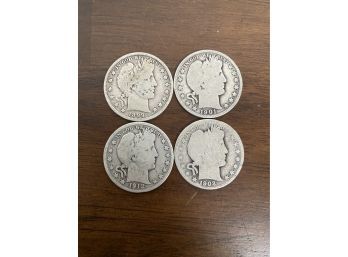 Group Of (4) US Barber Silver Half Dollars