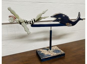 Unique Folk Art Sea Monster Whirligig Sculpture