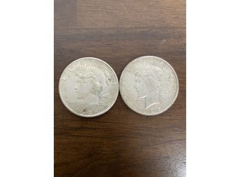 Group Of (2) US Peace Silver Dollars