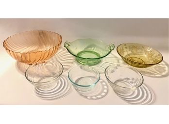 Depression Glass Bowls & Smaller Bowls From Pyrex, Duralex & Acoroc