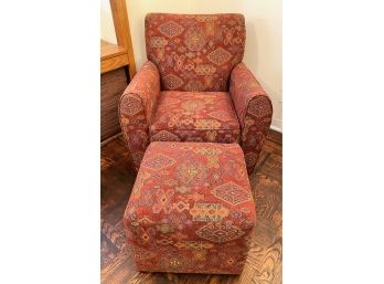 Pier One Armchair & Ottoman, Recently Deep Cleaned By Fabric Renewal